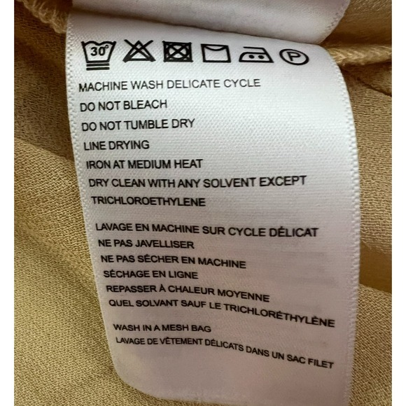 Farm Rio NWT Pleated Bust Peplum Blouse Beige Viscose Back Zip Long Sleeves S - Picture 7 of 13